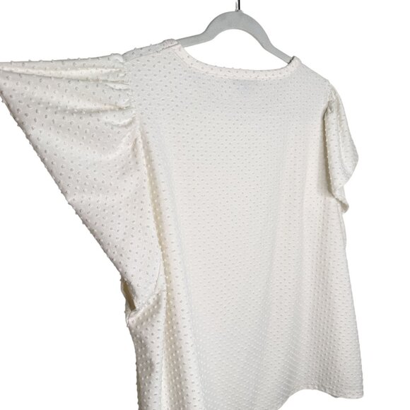 J. Crew Ivory Flutter-Sleeve Jersey T-shirt with Swiss Dot, 2X - Picture 3 of 8